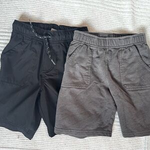 Boys Black and Charcoal Elastic-Waist Shorts (5)